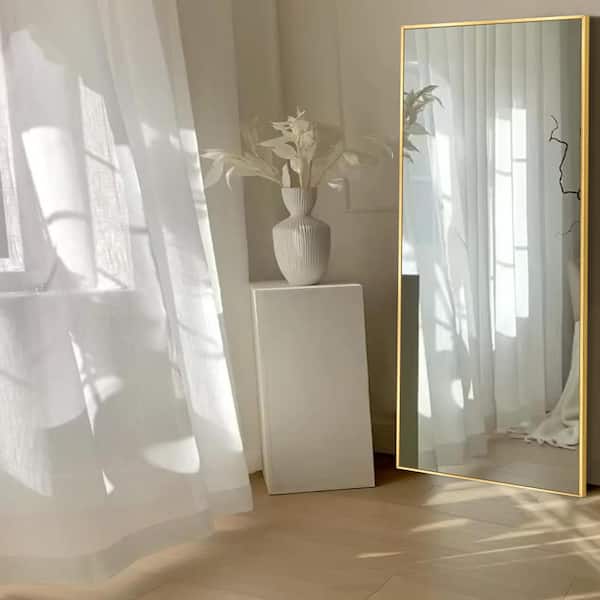 24 in. W. x 71.2 in. H Modern Rectangle Aluminum Alloy Full Length Mirror Gold Wall Mirror/Floor Mirror