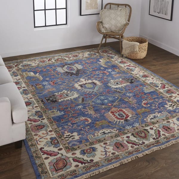 2 ft. x 8 ft. Blue, Beige Tribal Area Rug