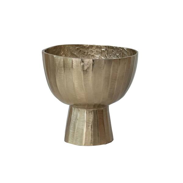 Storied Home Gold Cast Aluminum Round Floor Planter (1-Pack)