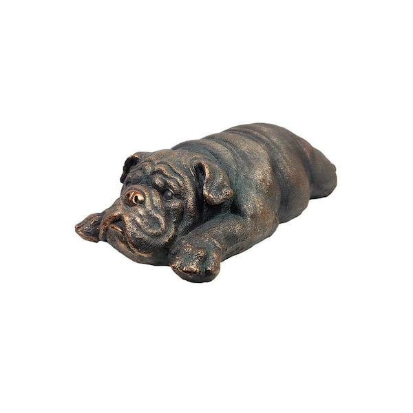 Unbranded Copper Finish Polyresin Sleeping Bulldog Statue 23 in. L