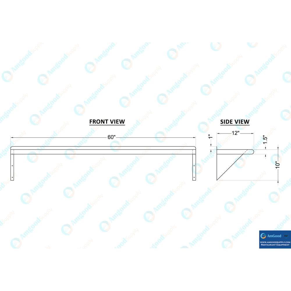 60-Inch Stainless Steel Industrial Wall Shelf with Brackets