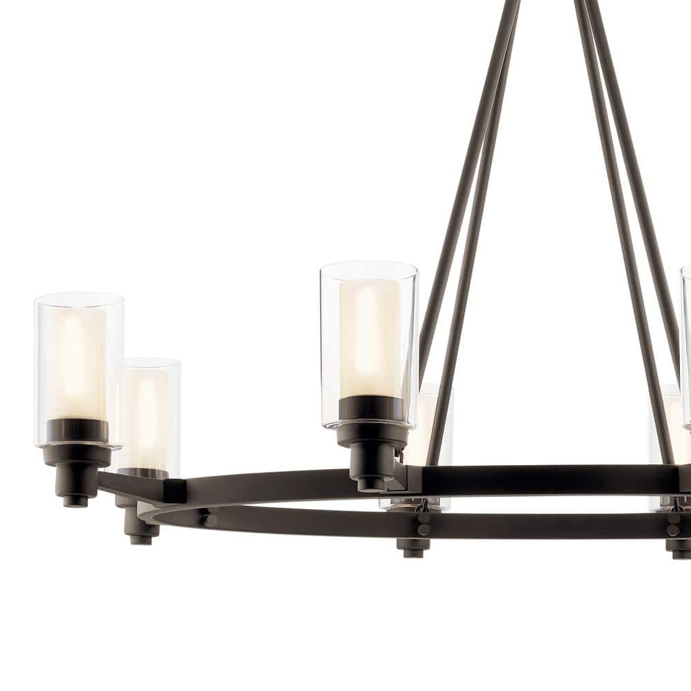 Circolo 27" Bronze 8-Light Oval Chandelier with Clear Glass