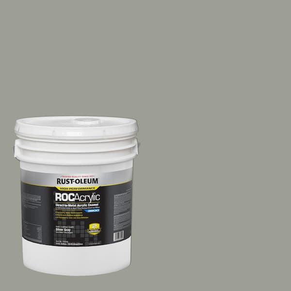 Rust-Oleum 5 gal. ROC Acrylic 3800 DTM OSHA Gloss Silver Gray Interior/Exterior Enamel Paint