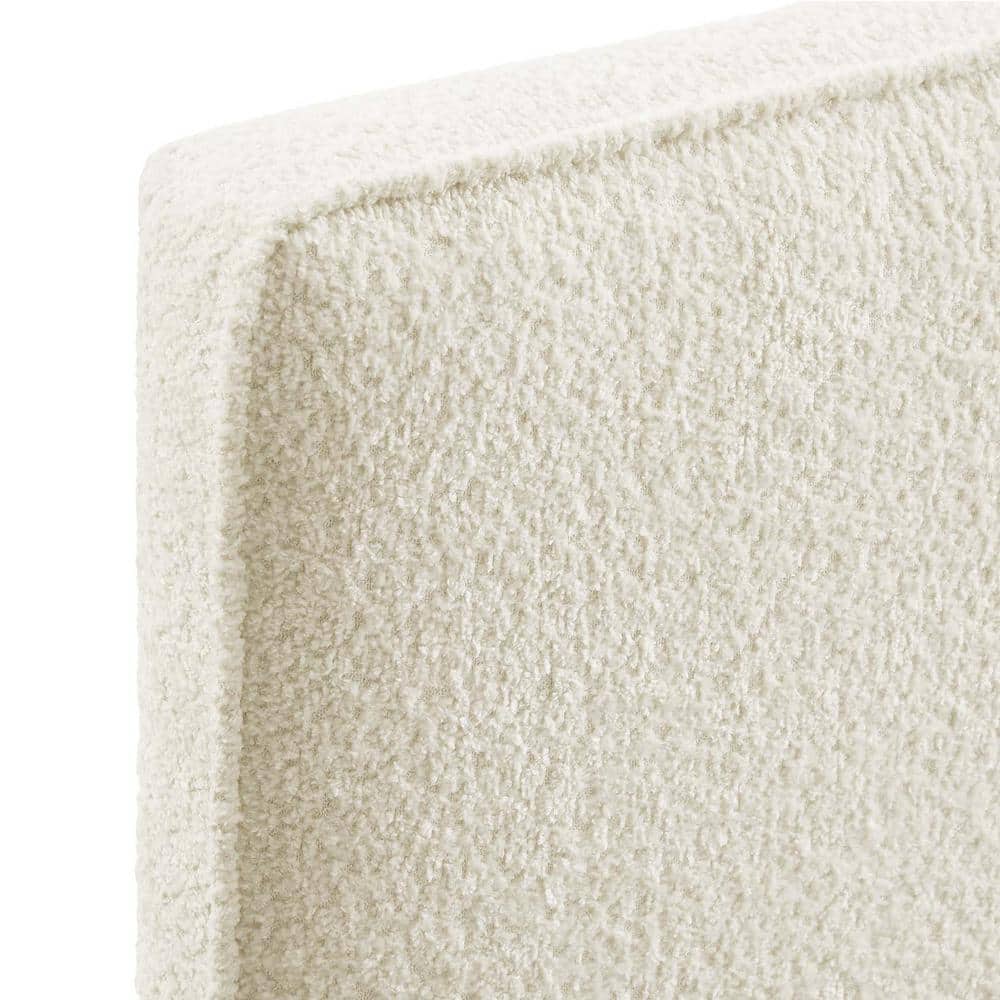 Cream Boucle Upholstered Twin Headboard with Wood Legs