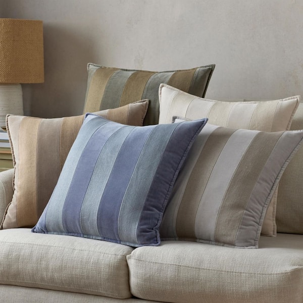 Legends Hotel Velvet and Linen Stripe Decorative Throw Pillow Cover