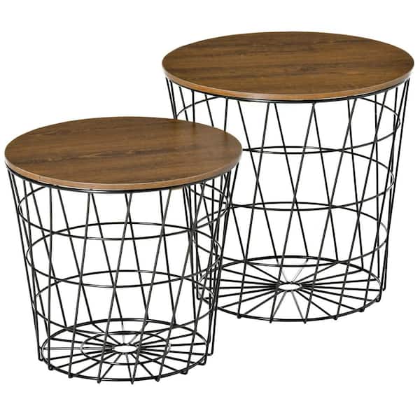 HOMCOM Mordern 17.25 in. Black Round Wood End Table