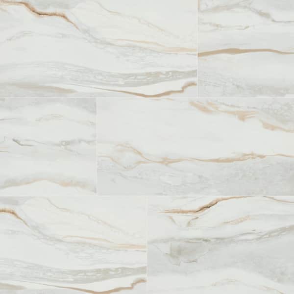 Delle Ondas Rectangle 16 in. x 32 in. Polished Beige Porcelain Marble Look Floor and Wall Tile (14.2 sq. ft./Case)