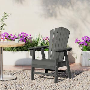 Altura Outdoor Patio Fade Resistant HDPE Plastic Adirondack Style Dining Chair with Arms in Gray