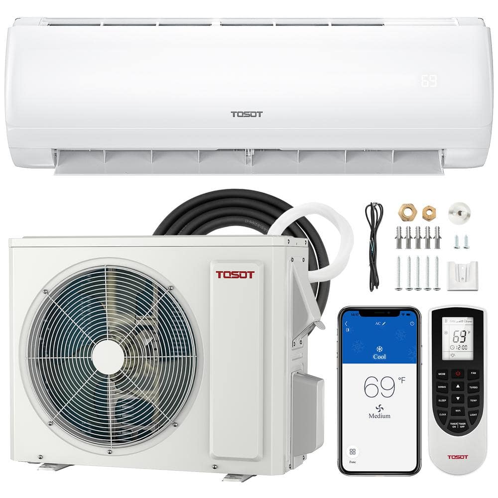 Tosot 12,000 BTU Mini-Split Air Conditioner, Wifi Enabled Inverter Heating System - 20 SEER2 115V, 1 Ton