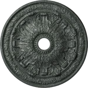 3-1/4" x 30" x 30" Polyurethane Flagstone Ceiling Medallion, Athenian Green Crackle
