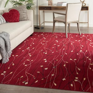 Grafix Red 7 ft. x 10 ft. Floral Contemporary Area Rug