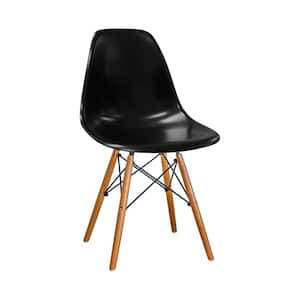 Paris Tower Black Dining Side Chair with Wood Legs (Set of 2)