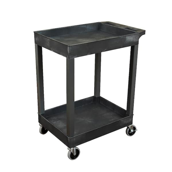 Luxor SEC 2-Shelf Plastic Utility Cart in Black SEC11-B - The Home