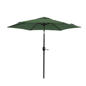 7.5 ft. Crank Lift Hexagon Outdoor Patio Market Umbrella with Steel Rid in Dark Green (Base Not Included)