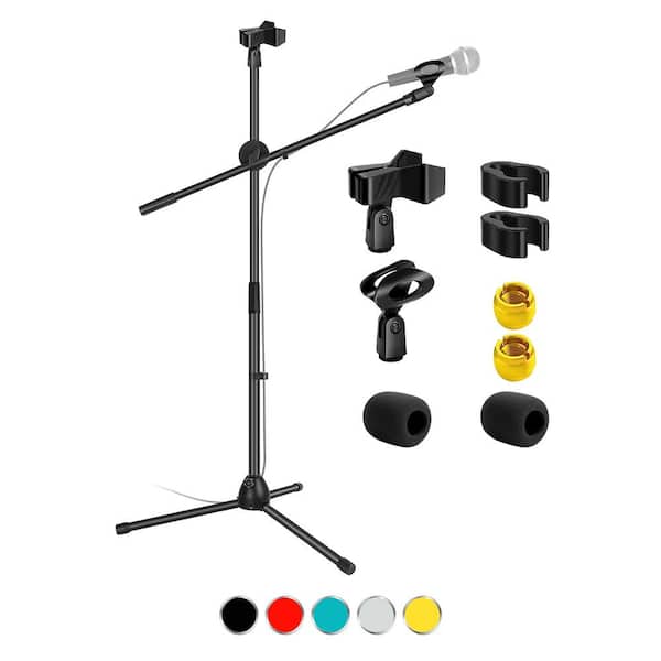 cenadinz Adjustable 31 in.-76 in. Tall Microphone Stand Tripod Floor w/ 180° Rotation in Black
