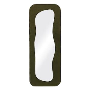 24 in. W x 63 in. H Green Full Length Floor Mirror Boucle Wood Framed Decorative Hanging or Leaning Mirror