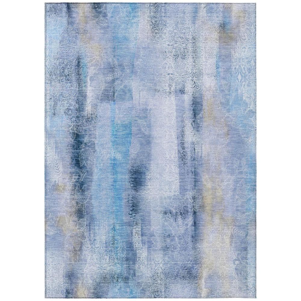 Blue 3 ft. x 5 ft. Woven Border Polyester Rectangle Indoor/Outdoor Area Rug price history on PriceWatchPro