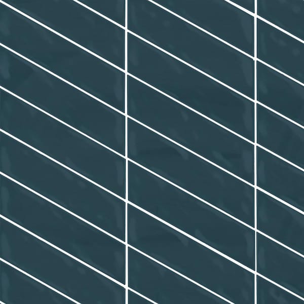 Bedrosians Sorrento Chevron 2 in. x 10 in. Glossy Azzurro Ceramic Floor and Wall Tile (3.26 sq. ft./Case)