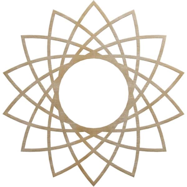 Ekena Millwork 30 in. x 30 in. x 1/4 in. Eleanor Wood Fretwork Pierced Ceiling Medallion, Hickory