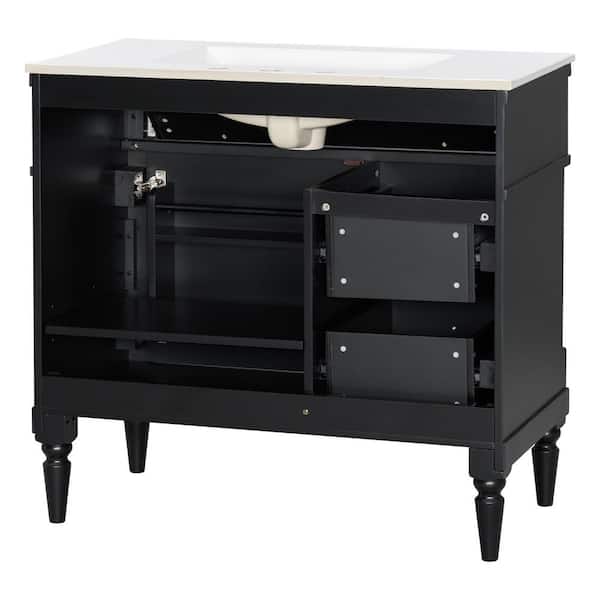 Ziyudura 36 in. Single Sink Freestanding Black Bath Vanity with