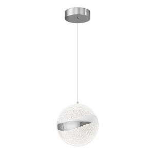 Wavey Ball 20-Watt Integrated LED Chrome Modern Hanging Mini Pendant Light Fixture for Kitchen Island with Glass Crystal