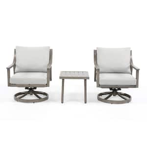 EliteCast 3-Piece Aluminum Patio Conversation Set with Gray Cushions