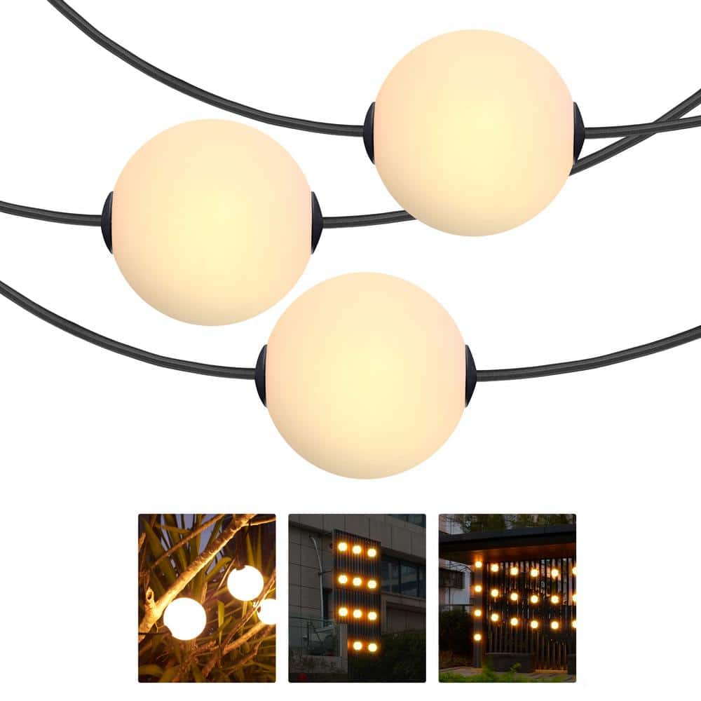 Warm White LED Globe Outdoor String Lights, 30 ft