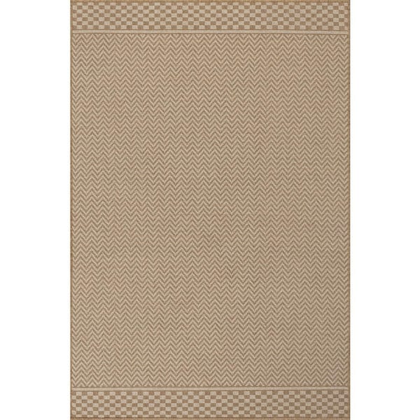 Brown 6 ft. x 9 ft. Anahita Modern Chevron Outdoor Area Rug