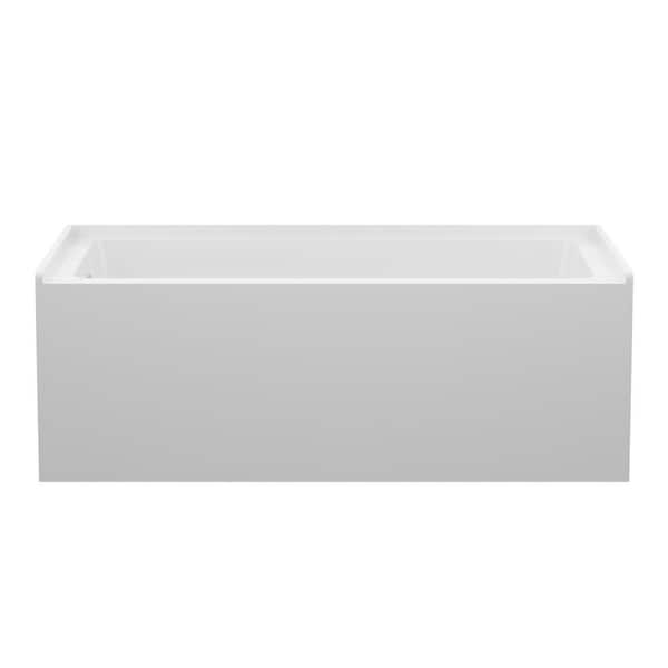60 in. x 32 in. Acrylic Alcove Soaking Bathtub with Left Drain in Glossy White