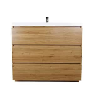 Angeles 42 in. W Vanity in Natural Oak with Reinforced Acrylic Vanity Top in White with White Basin
