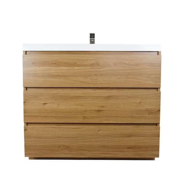 Moreno Bath Angeles 42 in. W Vanity in Natural Oak with Reinforced Acrylic Vanity Top in White with White Basin