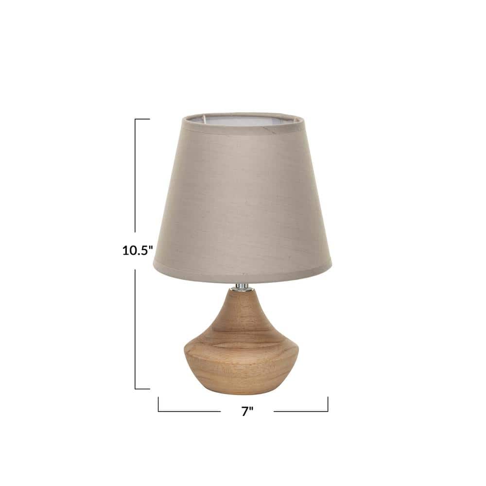 Natural Eucalyptus Wood Bedside Lamp with Linen Shade
