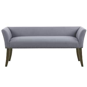 Antonio Slate Blue Flared Arms Accent Bench 23 in. H x 49.5 in. W x 19.25 in. D