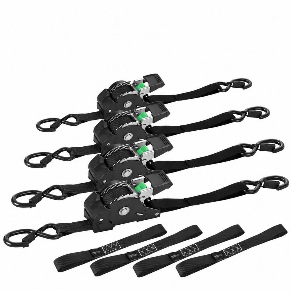 1 in x 10 ft Self Retracting Ratchet Tie Down Straps with Steel S-Hooks and Safety Clips Heavy Duty 4-Pack price history on PriceWatchPro