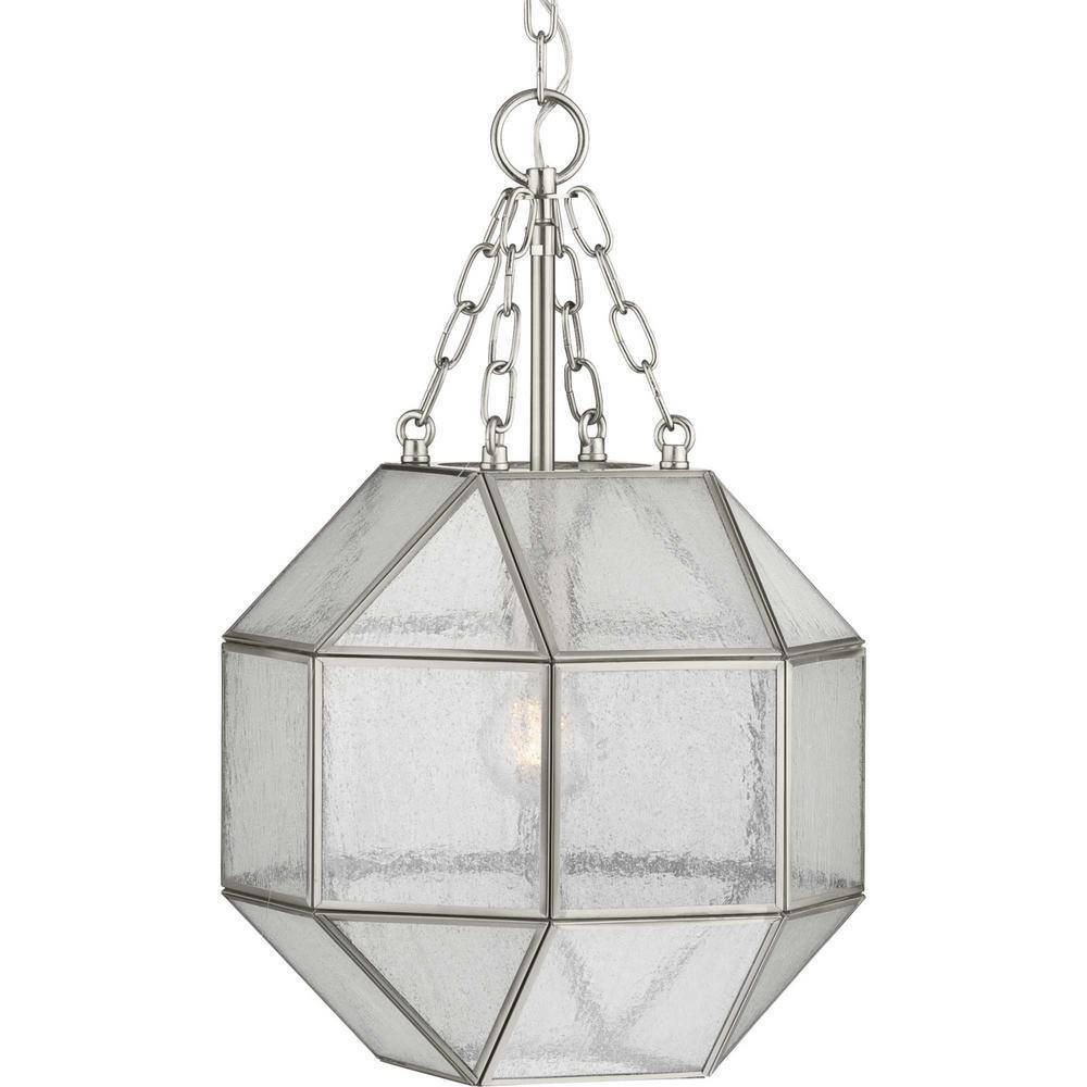 Mauldin 19.88'' Vintage Brushed Nickel Pendant with Seeded Glass