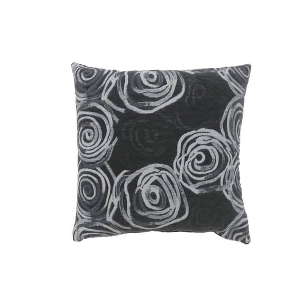 Mindy Black Floral Polyester 18 in. x 18 in. Throw Pillow (Set of 2)