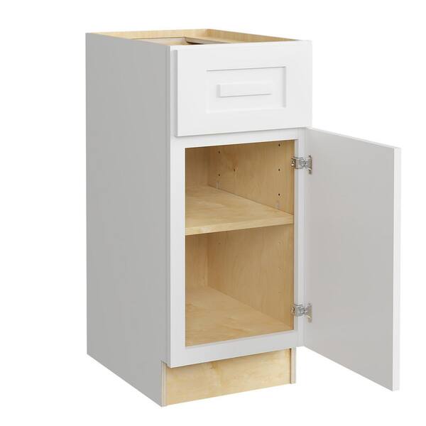 Home Decorators Collection Grayson 15 in. W x 24 in. D x 34.5 in. H Assembled Plywood Base Kitchen Cabinet in Pacific White with Soft Close RH