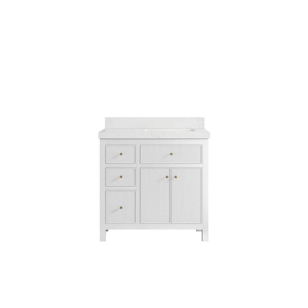 "Sonoma 36 in. W x 22 in. D x 36 in. H Right Offset Sink Bath Vanity in White with 2"" Empira Quartz Top" price history on PriceWatchPro