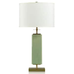 Dann Foley 30.5 in. Brown Candlestick Task and Reading Table Lamp for Living Room with White Linen Shade