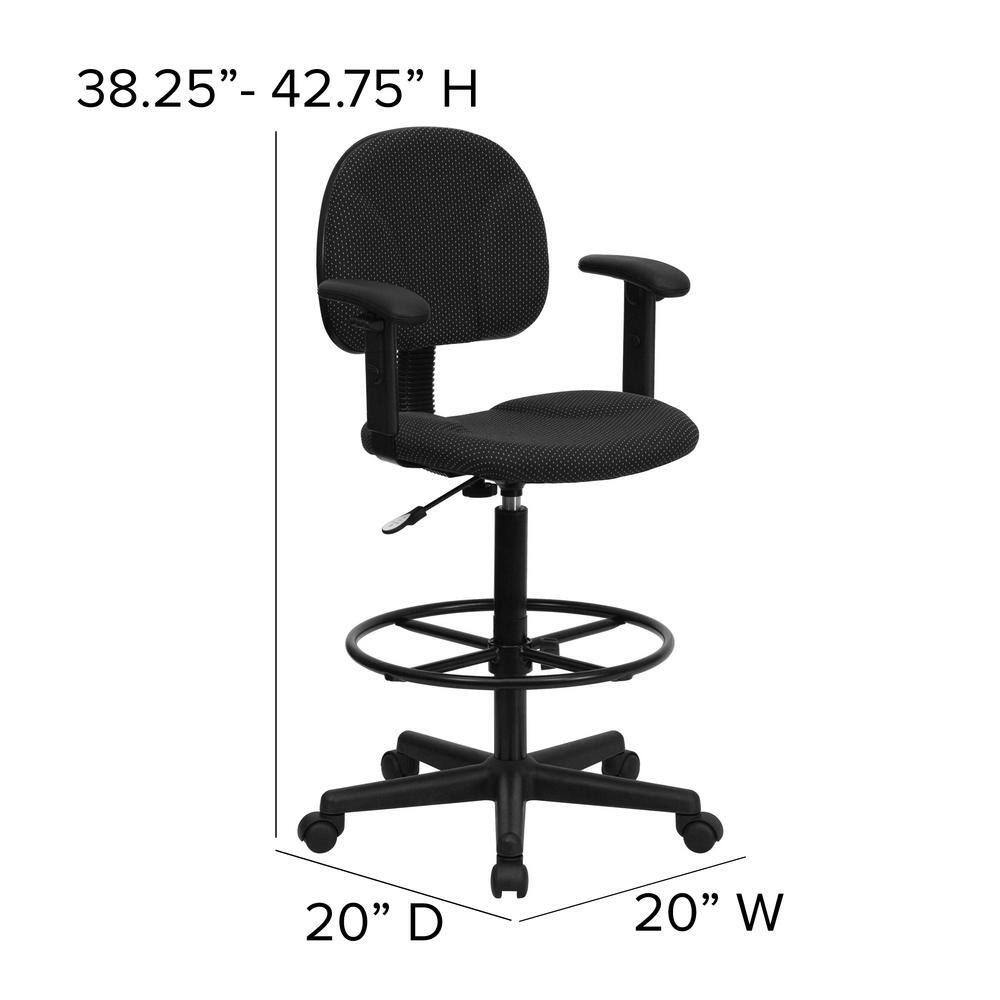 Ergonomic Black Patterned Fabric Drafting Chair with Swivel Base