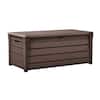 Keter Brushwood 120 Gal. Weather Resisitant Large Plastic Resin Deck Box in Brown 206042