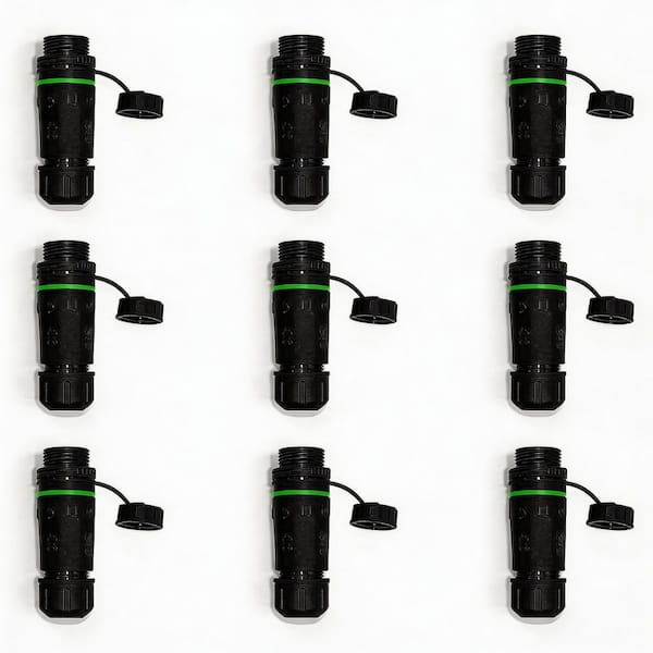 Waterproof RJ45 Coupler with Cover, Shielded Ethernet Connector for Cat5E/6E/6A/7 Outdoor LAN Cable, Female Black 9-Pack