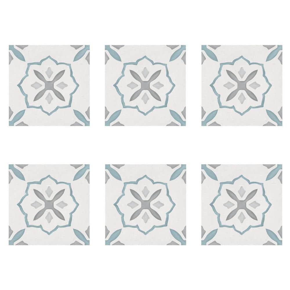 Stella Blue and Gray Matte Porcelain Encaustic Tile
