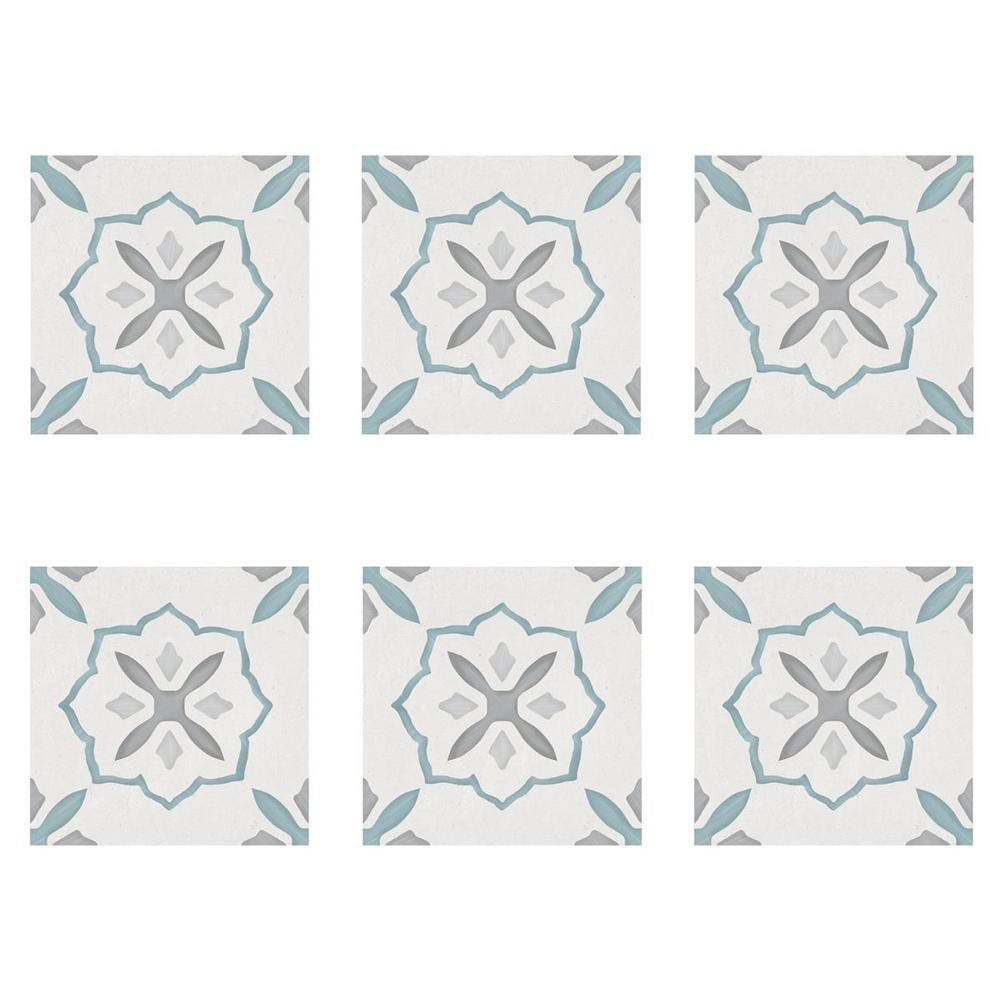 Stella Blue and Gray Matte Porcelain Encaustic Tile