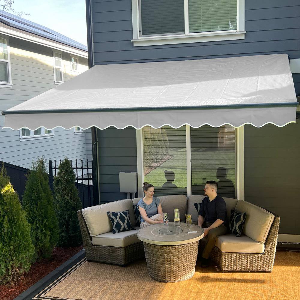 Silver Gray Motorized Retractable Patio Awning 10 x 8 ft