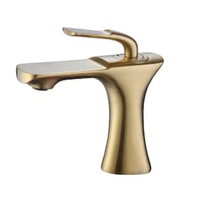 Bathroom Faucet Single Handle Sink Vessel Faucet in Brushed Gold