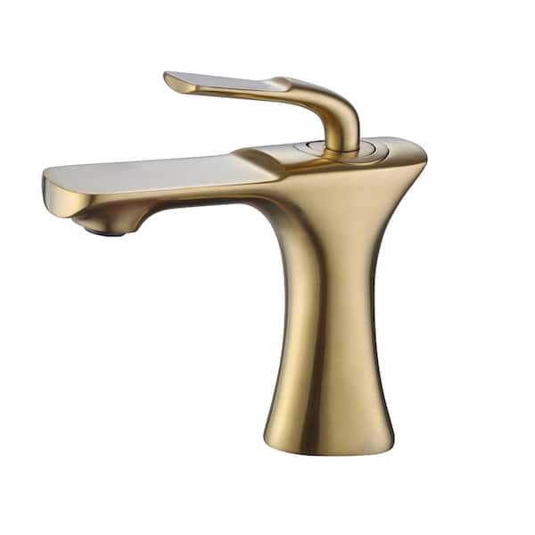 Tahanbath Bathroom Faucet Single Handle Sink Vessel Faucet in Brushed Gold