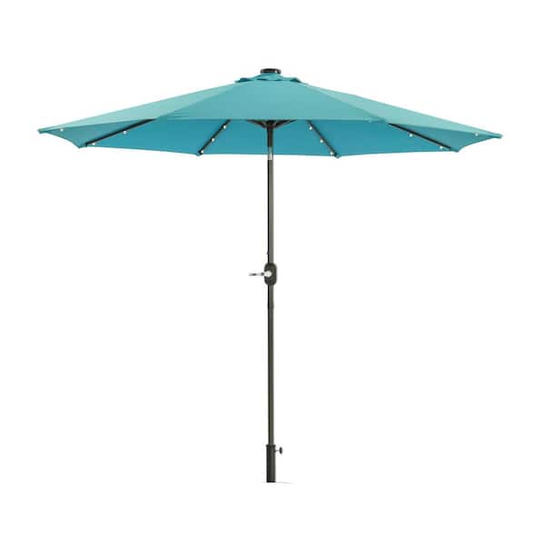 Unbranded Sturdy 9 ft. Aluminum Market Solar Patio Umbrella in Lake Blue