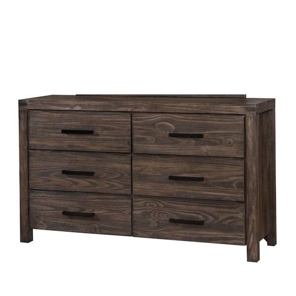 William s Home Furnishing 6 Drawers 35 in. H x 58 in. W x 17 in. D Rexburg Dark Gray Wire brushed Dresser CM7382D The Home Depot