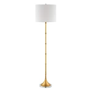 Maxton 60 .5 in. Gold Indoor Floor Lamp with Cylinder Fabric Shade